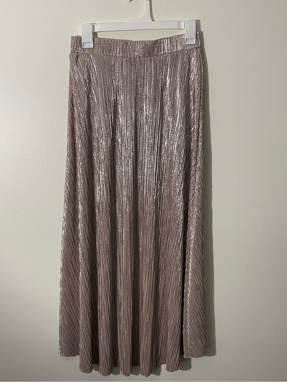 Free People Metallic Rose Pink Ribbed Maxi Skirt Size Medium